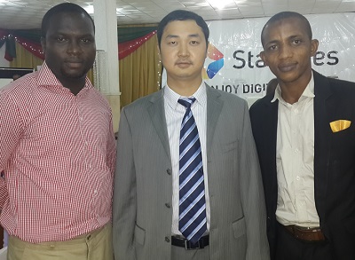 L-r: Anetor Irete, public relations manager, Justin Zhang, general manager and Somoye Tunde Habeeb, brand and marketing manager, all of StarTimes of NTA-Star TV Network Limited during the company’s get-together in Lagos recently.